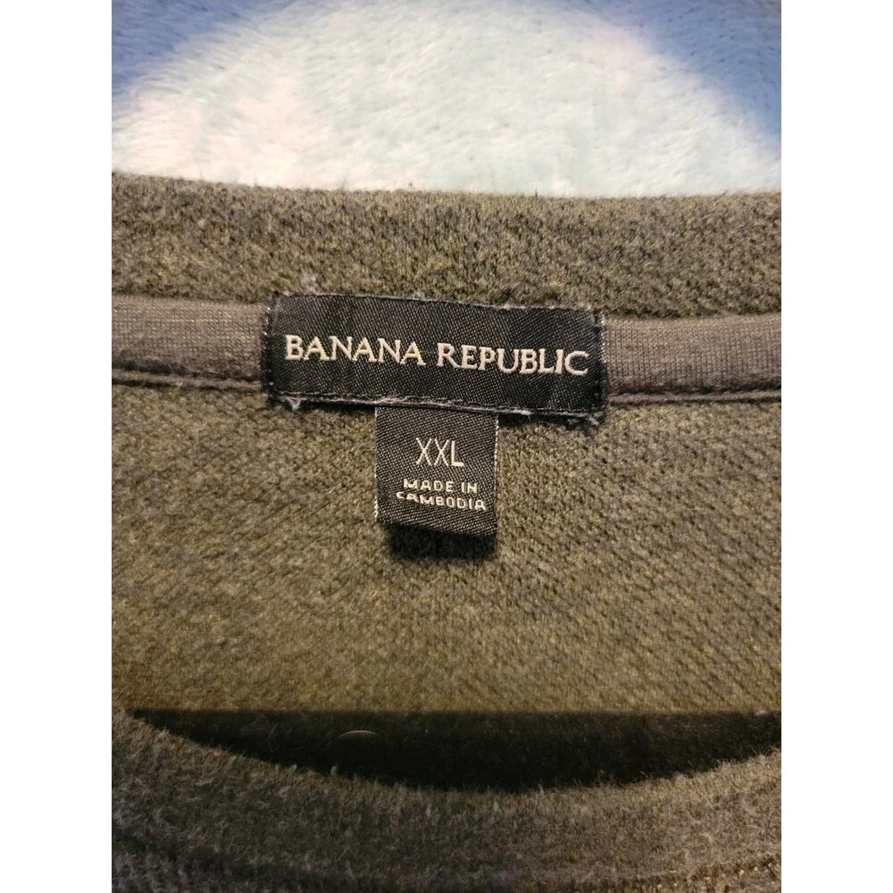 Banana Republic Shirt Mens XXL Dark Gray Thermal Pullover Ribbed Knit Preppy